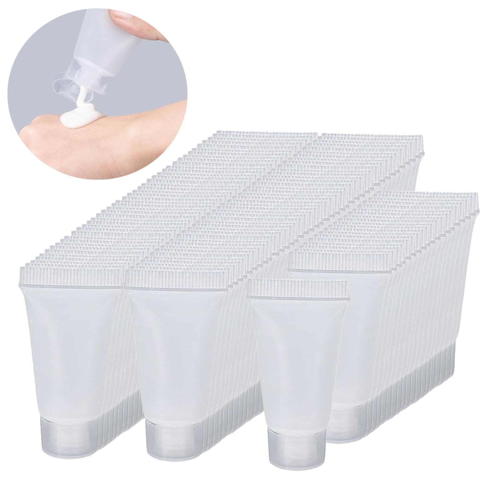 EHJRE 100Pcs Empty Bottle 5ml with Caps Refillable Portable Plastic .Container . .Shampoo Squeeze Bottle .Hand Lotion Travel - matte white