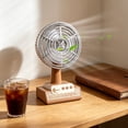 thumbnail image 2 of Cream Bear Printed Desktop Fan - USB Rechargeable Small Plastic Fan with Adjustable Three-Speed Wind, Ideal for Home, Office, and Summer Use,Brown, 2 of 5