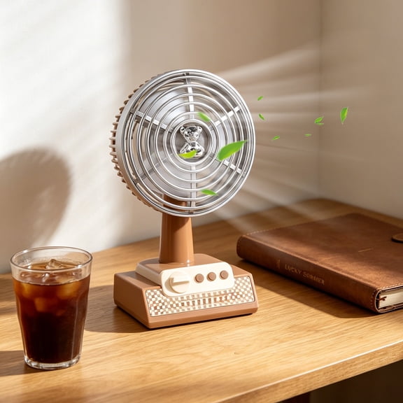 JZCHUNTOY Vintage Table Desk Fan, 3 Speed Low Noise Small Desktop Fan, Portable Lightweight Retro Design Air Cooler for Home, Office, Bedroom, Desktop and Small Space Cooling