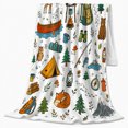 thumbnail image 2 of Whimsical Camping Adventure Doodle Pattern Deer Tents Outdoor, Rustic Camping Scene, Warm Flannel Blanket for Cabin and Lodge, Outdoor Lovers Valentine's Day Gift, Rustic Home Decor, 2 of 9