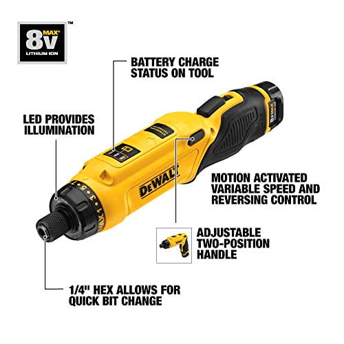 DEWALT 8V MAX Gyroscopic Cordless Screwdriver 1-Battery Kit