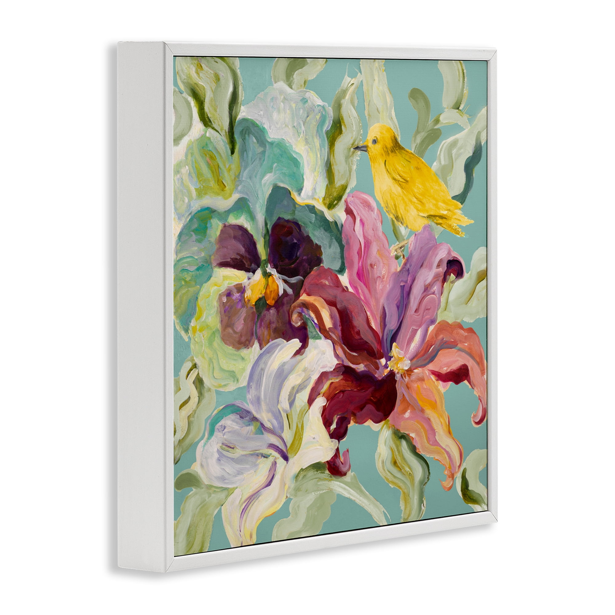 Stupell Industries Lyrical Garden Canary White Framed Giclee Art, design by Lanie Loreth