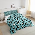 thumbnail image 4 of YST Teal Leopard Print Bedding Set Full Beige Animal Printed Comforter Set, Wild Cheetah Duvet Insert African Wildlife Quilt Set, Safari Leopard Bedding Comforters & Sets Turqoise Black Decor, 4 of 6