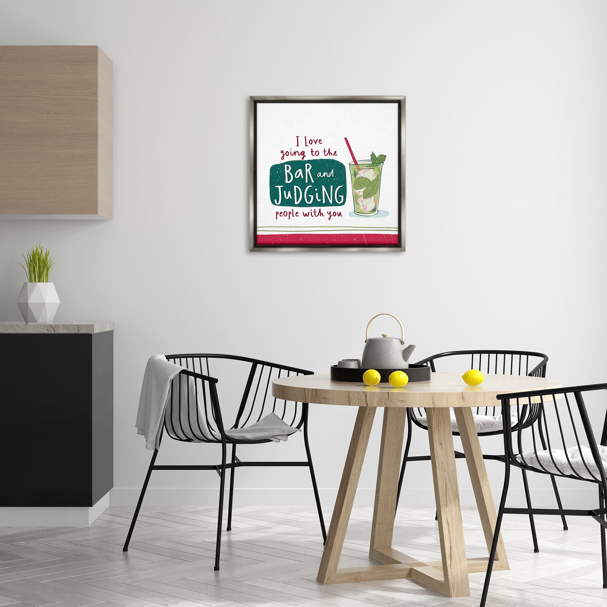 Stupell Industries Judging You Humor Food & Beverage Painting Gray Floater Framed Canvas Art Print Wall Art, 25 x 25