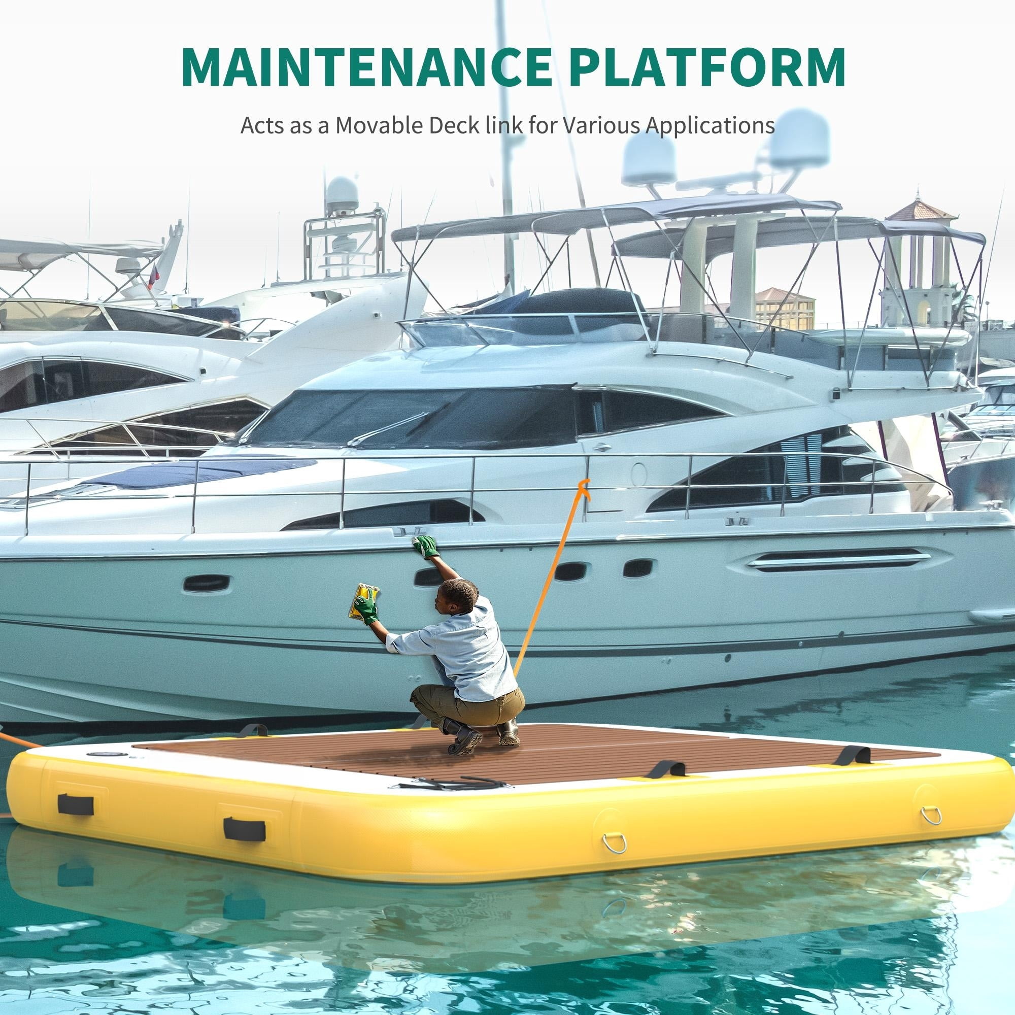 Dextrus Inflatable Dock Platform PVC Floating Dock 10 x 10 ft ,8-10 People Inflatable Dock Platform for Pool Beach Ocean