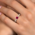 thumbnail image 4 of Gem Stone King 14K Yellow Gold Red Created Ruby and Lab Grown Diamond Engagement Ring for Women | 1.25 Cttw | Round 5MM | Gemstone July Birthstone | Size 9, 4 of 6