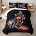 thumbnail image 2 of Castle Fairy Watercolor Splash Motocross Quilt Full,Dirt Bike Rider Full Bedspread Sets for Bedroom,Black Red, 2 of 7