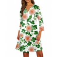 thumbnail image 3 of St.Patrick's Day T-shirt Women - Irish Lucky Clover 3/4 Sleeve Shirt, Fashion Shamrock Green Shirt, Costume for St.Patrick's Day|Style QPinkS, 3 of 4
