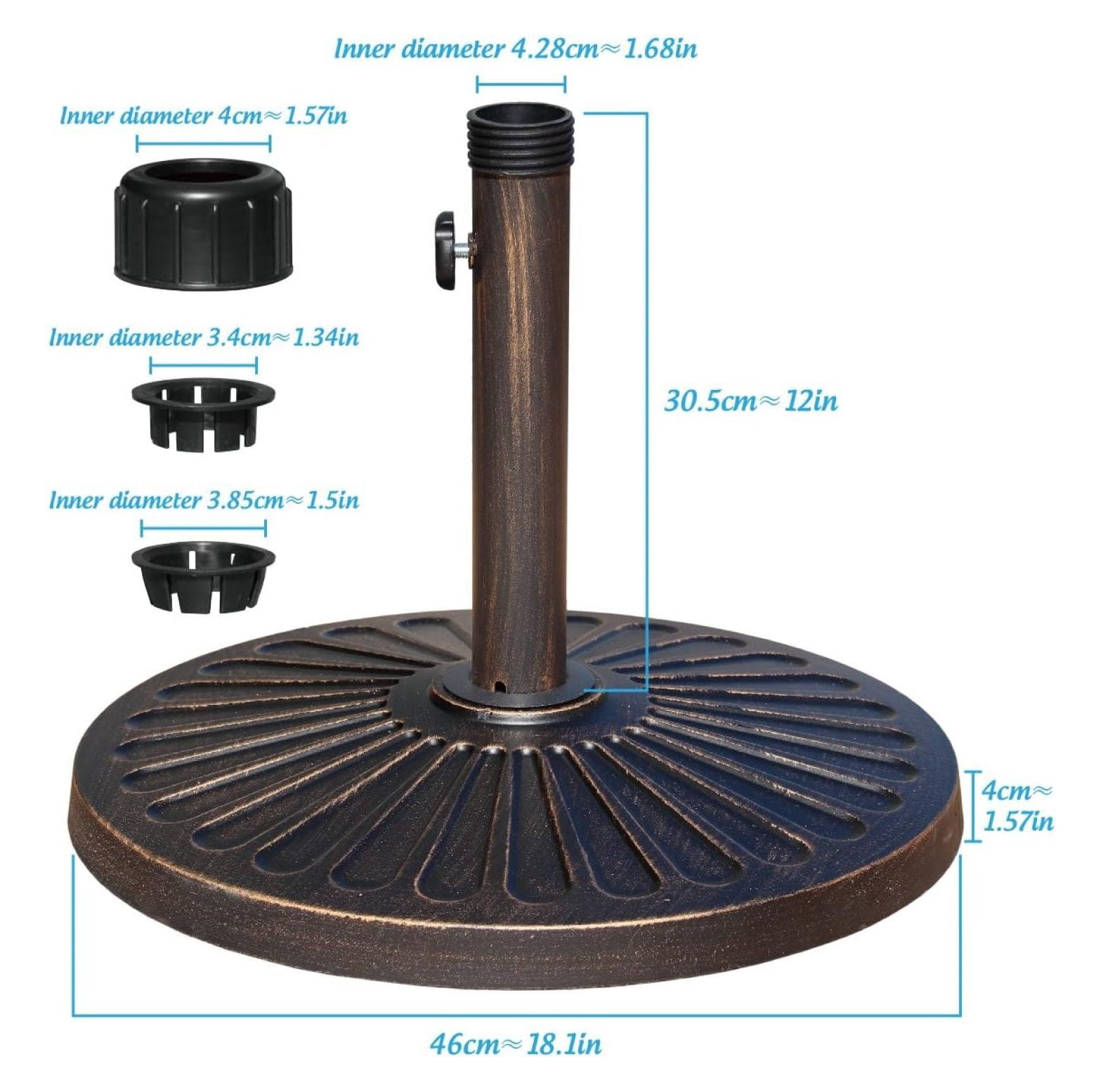 27LBS Resin Umbrella Base Heavy Duty Outdoor Stand, Umbrella Base Holder, Patio Base Stand for Garden Beach Patio, Bronze