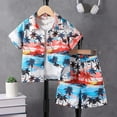thumbnail image 2 of TAIAOJING Boys Summer Outfits Sets Casual Beach Short Sleeve Shirt Shorts Two Piece Outfits Sets For Kids Toddler Boys Comfortable Playwear Daily Wear Comfort 4-5Y, 2 of 6