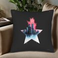 thumbnail image 5 of Set of 2 Decorative Throw Pillow Covers 18x18in - Modern Black Background with Vibrant Star-Shaped City Skyline Design, 5 of 8