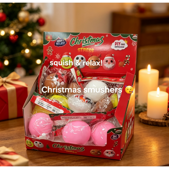 Christmas Smushers , 1PC Random Christmas Slow‑Rebound Squishy, Soft Squeeze Stress Toy for Kids Adults Holiday Gift Bag Fillers
