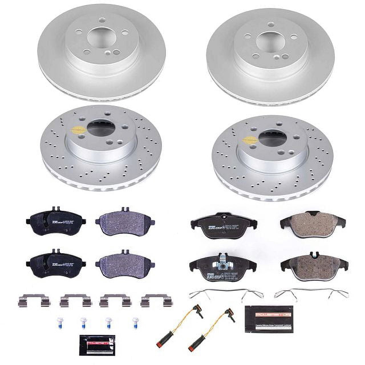 Power Stop Front and Rear Euro-Stop ECE-R90 Certified Brake Pad and Rotor Kit ESK8439