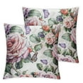 thumbnail image 2 of ARISTURING Decorative Throw Pillow Covers With Watercolor Rose Iris and Butterflies Accent Art Artwork Beautiful Beauty Bloom Blossom Botanical for Bedroom 2 pcs, 2 of 6