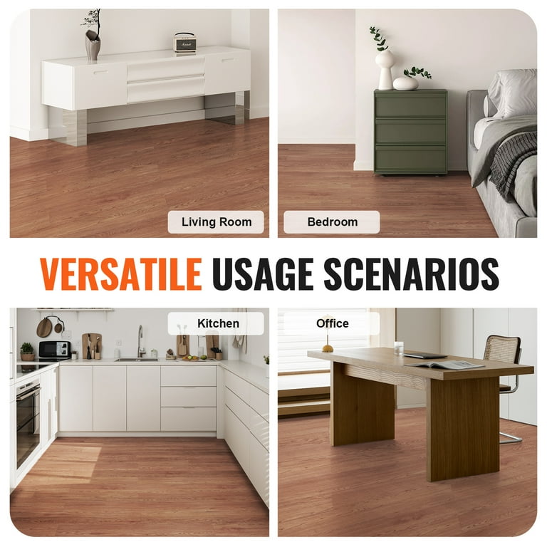 KFFKFF Stick-On Vinyl Floor Tiles, 36x6 inches, Set of 36, 2.5mm