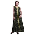 thumbnail image 1 of Bimba Leaves Women V Neck Sleeveless Front Slit Casual Maxi Printed BohoÂ&nbsp;Dress-XX-Large, 1 of 5