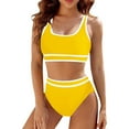 thumbnail image 4 of Hontri Bikinis Set Women's Two Swimsuit High Waisted Contrasting Colors Bikini Sets Double Shoulder Bathing Suits for 2024 Yellow M, 4 of 7