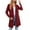 Wine, variant on Lindreshi Cardigan Sweaters for Women Plus Size Women's Fashion Long Sleeve Color Cuff Split Bottom Cardigan
