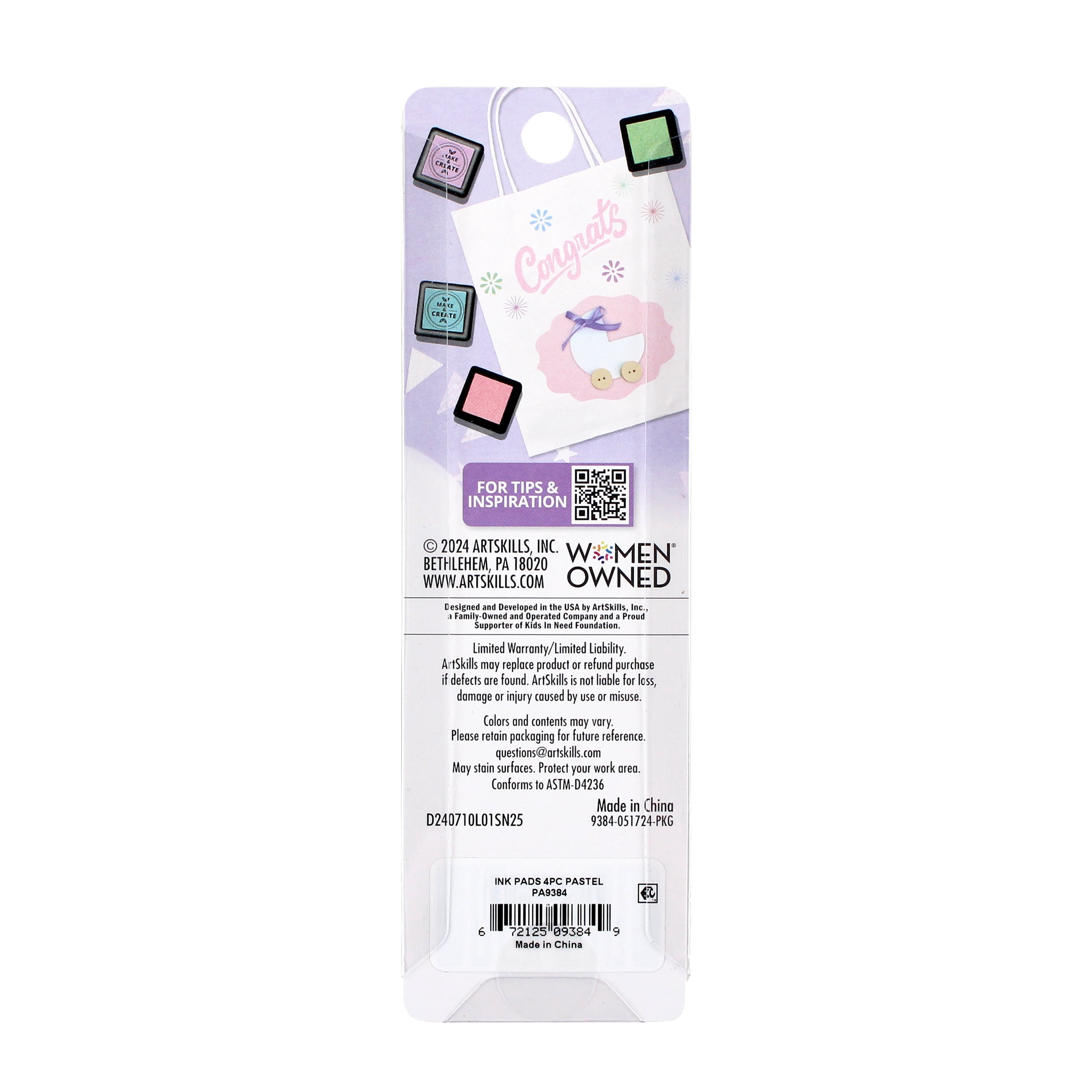 ArtSkills Make & Create Pastel Ink Pads, Stamp Ink for Adults, 4 Pieces