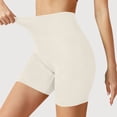 thumbnail image 5 of Womens Seamless Biker Shorts High Waist Ribbed Tummy Workout Yoga Leggings Shorts Active Wear Beige M, 5 of 8