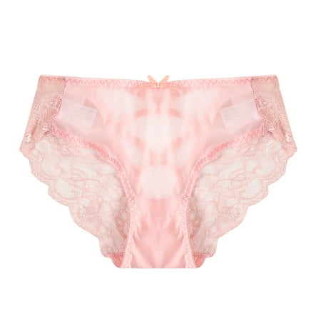 

Sebtyili Lace Plus Size Underwear Hollow Out Mesh Back Low Waist Thin Women Panties