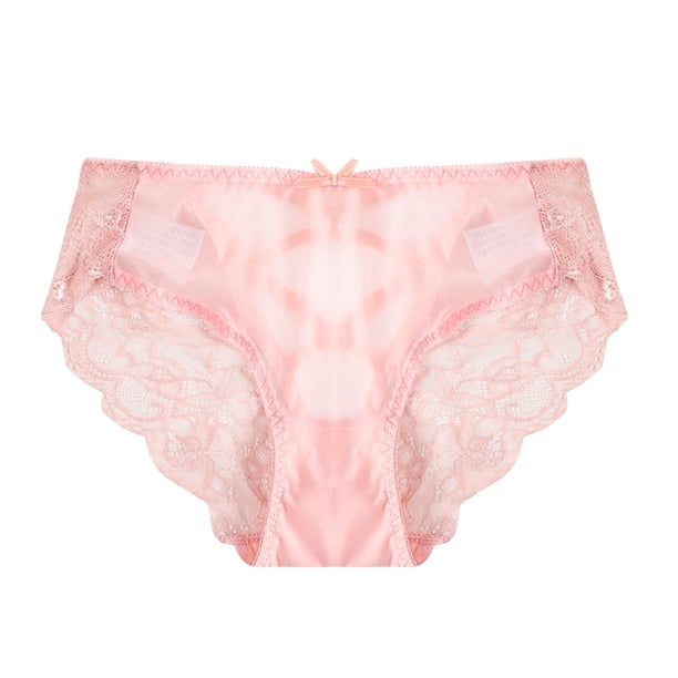 Gibobby Ropa Interior Elástica para Mujer Ropa interior de talla grande de encaje sexy Ahueca hacia fuera la espalda de malla Bragas de mujer delgadas de cintura(Rosa, M)