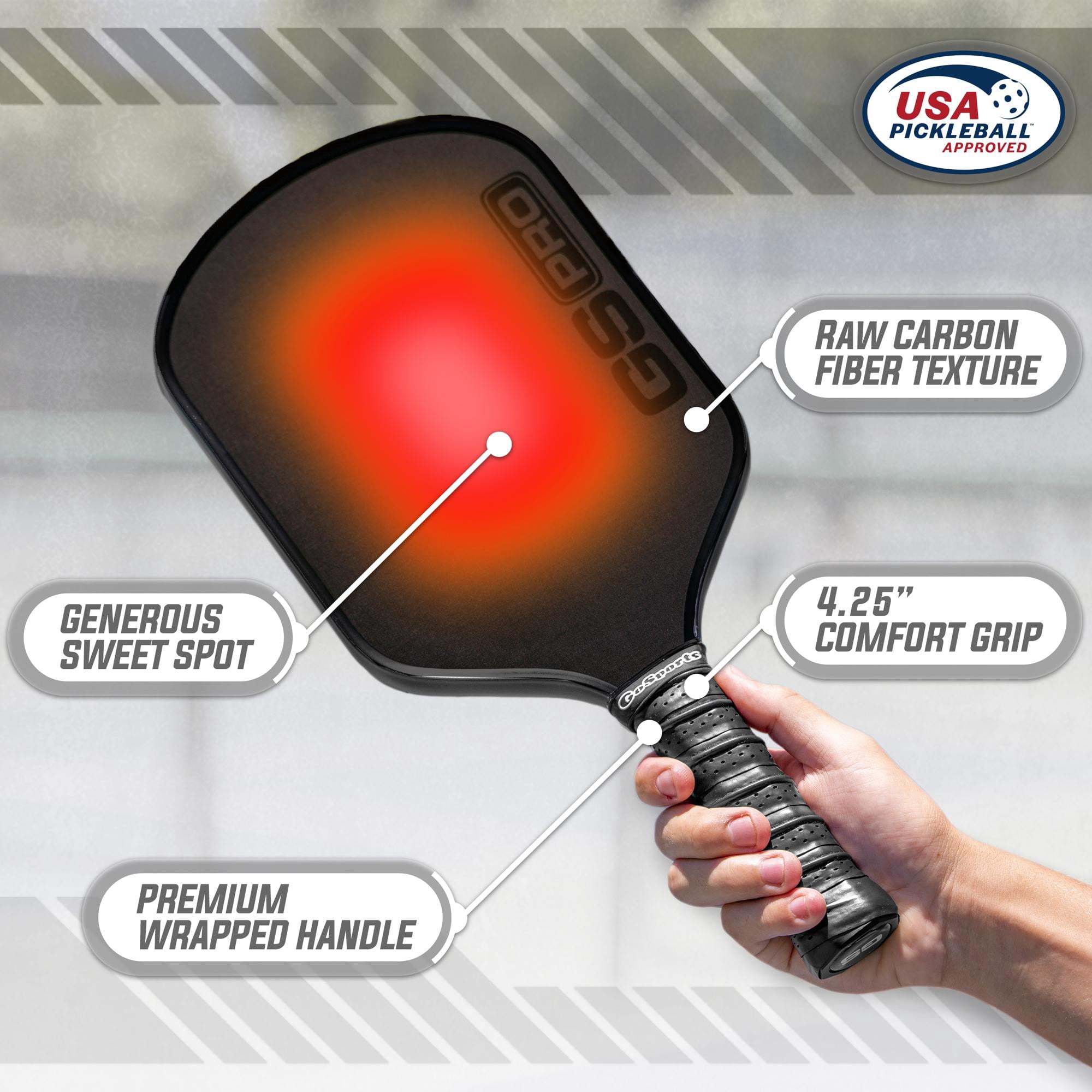 GoSports GS PRO USAPA Approved Carbon Fiber Pickleball Paddle