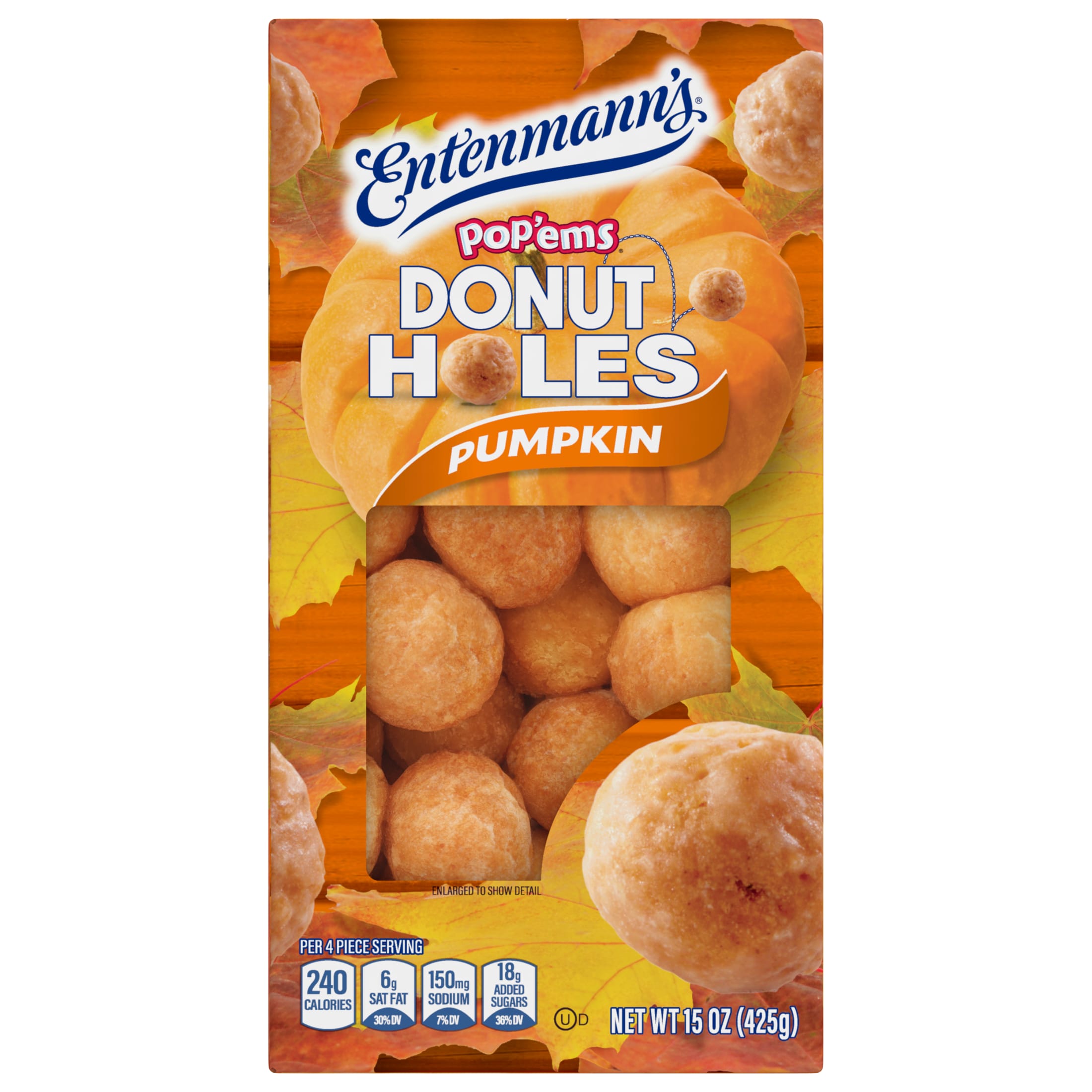 Entenmann's Pop'ems Pumpkin Donut Holes, 15 oz, Donuts, Box