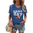 thumbnail image 4 of Gamivast Womens Graphic Tees Game Day Sparkly Football Graphic Print V Neck Short Sleeve Athletic Shirts T Shirts Trendy Casual Athletic Workout Wear, 4 of 5