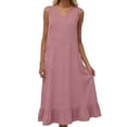 thumbnail image 2 of TaTaai Women's V-Neck Maxi Dress Sleeveless Linen Feel Solid Color Casual Pocket Detail Slip Dress Loose Fit Summer Dress Gift, 2 of 5