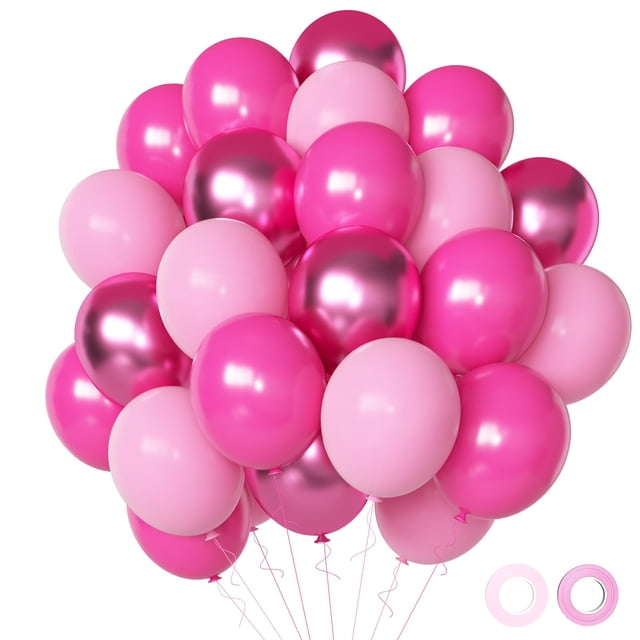 Globos Aiwolf de látex rosa metalizado, 50 unidades, 30 cm