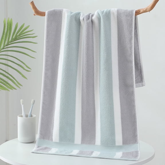 Striped Bath Towel 13x28 Inch | Thick Absorbent Cotton | Soft Multicolor Household Towel • Quick Dry • Durable Spa Beach Gym Use • Luxurious Feel | 1-Pack