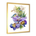 thumbnail image 2 of Designart 'Birds With Purple Iris' Traditional Framed Art Print, 2 of 4