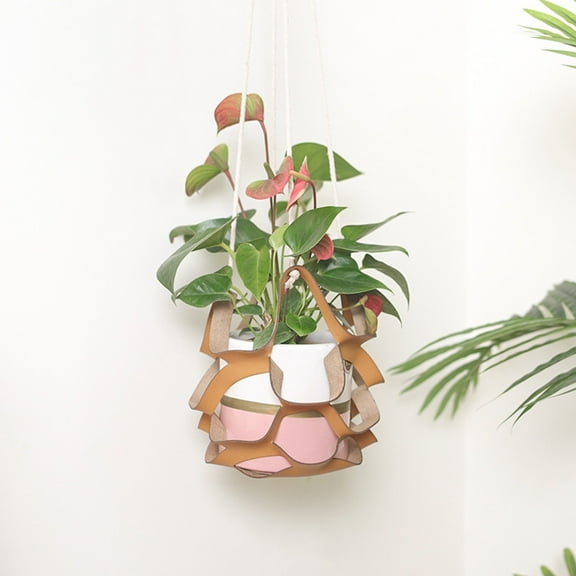 YOHAVEN Leather Hanging Plant Basket Multi-Pot Macrame Flower Pot Hanger Indoor Outdoor Wall Decor for Succulent Herb Plant Flower Display Hanging