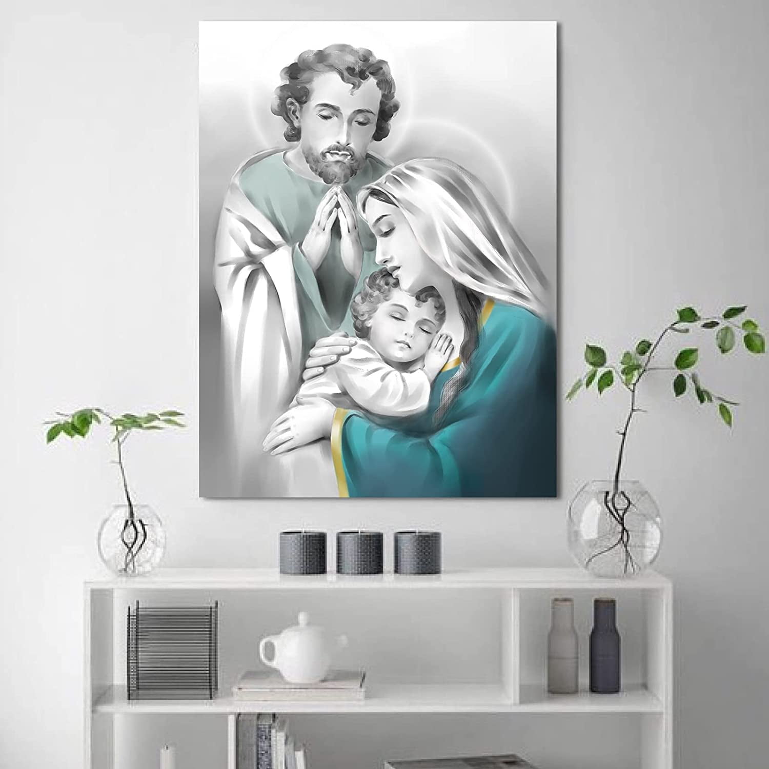 BIANYQ Family Wall Art Nativity Christian Decor Living Room Decoration