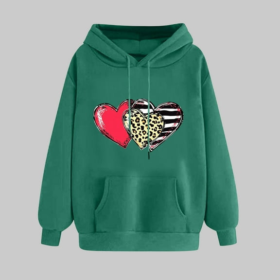 Women's Clothing Trendy Top Ndbuld Women's Print Winter Hoodie Pullover Tops Long Sleeved Comfortable Sweatshirt ,Army Green,L