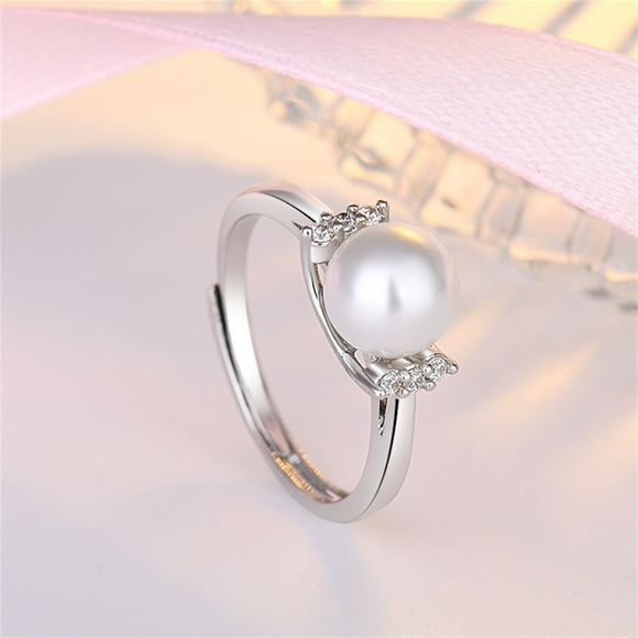 Fiudx Joyería de Circonita Cúbica, Elegante Anillo con Diseño de Mariposa, Accesorio con Detalles de Perla Brillante, Regalo de Compromiso Único, Ocasión de Aniversario de Boda, Perfecto para Mujeres