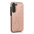 thumbnail image 6 of Feishell Back Case for Samsung Galaxy S24 Plus,Embossed Pattern PU Leather Wallet Phone Case with ID Credit Card Slots Shockproof Magnetic Buckle Back Flip Holder Protective Cover,Rosegold, 6 of 9