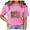1-Pink, variant on Women's Pink Botanical Skull Vintage Washed T-Shirt Short Sleeve Crew S-2XL Relaxed Fit Top