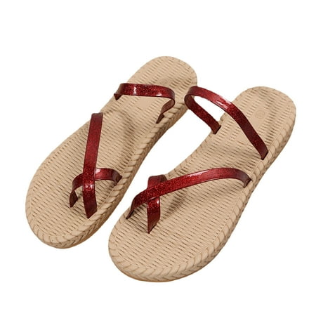 

YanHoo Women Flat Sandals Cute Boho Sandals 2023 Travel Slide Sandals Wedding Dresssy Low Wedge Sandals Summer Beach Oceanside Holiday Sandals