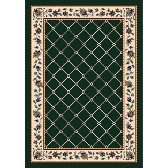Milliken Signature Area Rug SYMPHONY EMERALD Symphony Emerald Floral Vines 5' 4" x 7' 8" Rectangle