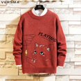 thumbnail image 5 of Suéter con estampado de gato de dibujos animados japonés VERSMA Harajuku para hombre y mujer, suéteres navideños de punto vintage holgados de otoño para hombre, talla grande 5XL, 5 of 5