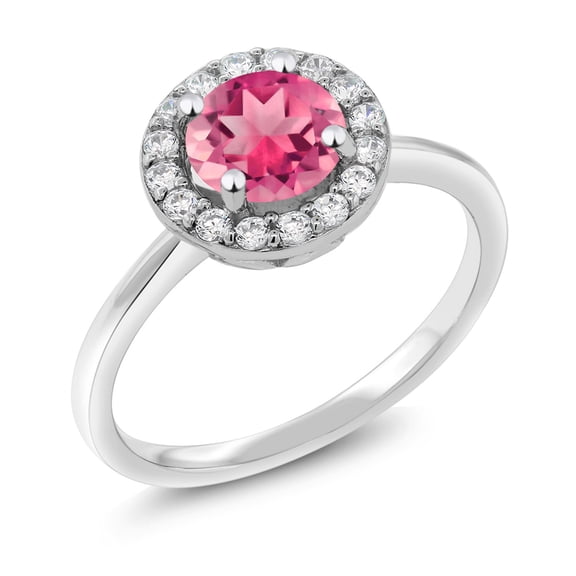Gem Stone King 925 Sterling Silver Engagement Ring Mystic Topaz and Moissanite (1.89 Cttw) (Size 8)