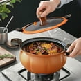 thumbnail image 2 of Pumpkin Shaped Dutch Oven 8L Orange Cas T Ir On Micro Pressure Cooker For Stovetop Nonstick Ceramic Coating H Ealthy Stewing/Frying Cooking Utensils Set with Holder Stainless Steel Cooker Hood Metal, 2 of 5