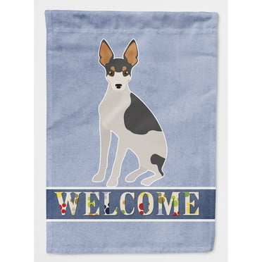 Carolines Treasures CK3694CHF Miniature Fox Terrier 2 Welcome Flag Canvas House Size  Large multicolor