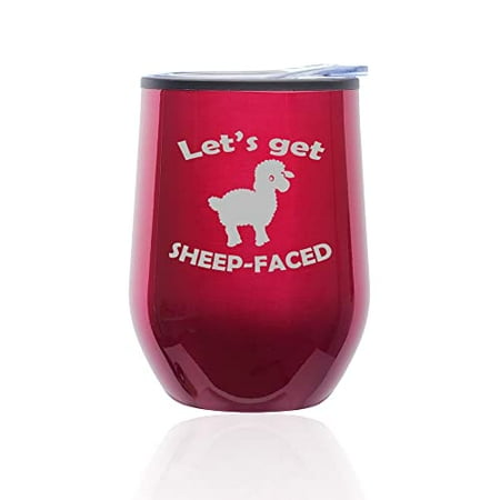 

Stemless Wine Tumbler Coffee Travel Mug Glass with Lid Let s Get Sheep-Faced Sheep Funny (Fuchsia)