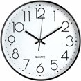 thumbnail image 1 of 12 inch modern wall clock round battery operated silent quartz black white, 1 of 4
