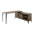 thumbnail image 3 of Rustic Oak L-Shape Writing Desk | Ideal for Home Work | Durable Metal & Synthetic Wood | Use Sliding Doors for Storage, 3 of 3