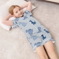 thumbnail image 6 of Silky Satin Kids' Pajama Set Breathable & Smooth Unisex Button-Down Pajamas Cute Blue Dinosaurs, 6 of 8