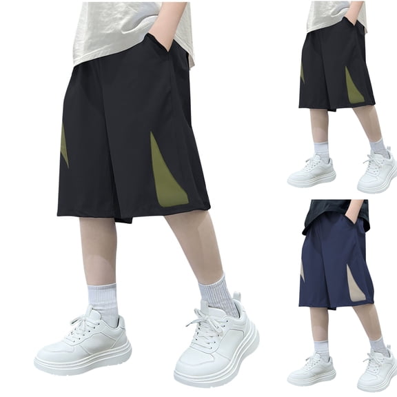 LIBRCLO Swim Trunks for Kids Boys Lightweight Quick Dry Board Shorts with Pockets Ice Silk Breathable Summer Hawaii Beach Shorts Black 14-15 Years
